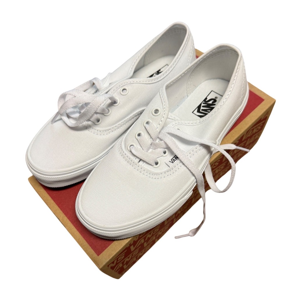 Vans Authentic True White Canvas Low Top Kids Sneakers Size 3.0